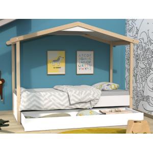 Cama infantil HOMYLAND con cajón - 90 x 190 cm - Blanco y r…