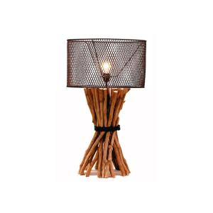 Lámpara de mesa BROCANTE de madera y metal - Alt. 81 cm