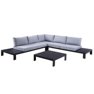 Salón de jardín negro de aluminio - 1 sofá rinconera modula…