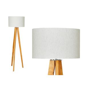 Lámpara LORENS - Madera y lino - 45 x 45 x 153 cm - Blanco…