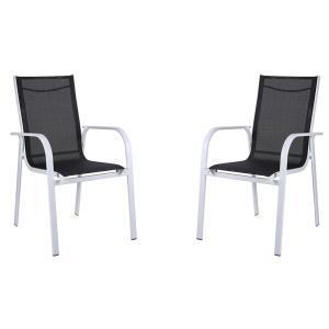 Juego de 2 sillas de jardín apilables de aluminio y textile…