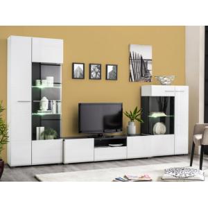 Mueble TV TIMEO con compartimentos - MDF - LEDs - Color: bl…