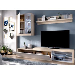 Mueble TV AKABA - con compartimentos - LEDs - Color: roble…
