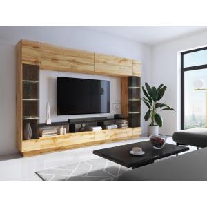 Mueble TV con compartimentos y LEDs - Natural - BRIANO