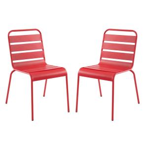 Lote de 2 sillas de jardín apilables de metal - Rojo - MIRM…