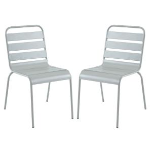 Lote de 2 sillas de jardín apilables de metal - Gris - MIRM…