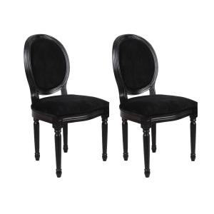 Conjunto de 2 sillas LOUIS XVI - Terciopelo - Negro