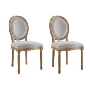 Conjunto de 2 sillas LOUIS XVI - Terciopelo - Color gris