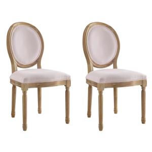 Conjunto de 2 sillas LOUIS XVI - Terciopelo - Color rosa pa…