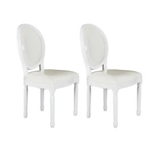 Conjunto de 2 sillas LOUIS XVI - Piel sintética - Blanco br…