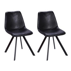 Lote de 2 sillas LUBINE - Piel sintética - negro - Venta Un…