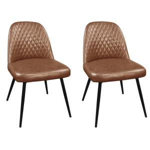 Lote de 2 sillas JOPLIN - Piel sintética y metal - Camel