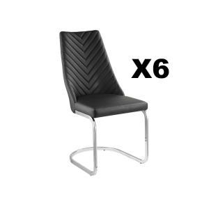 Lote de 6 sillas cantilever ALFEO - Piel sintética y metal…