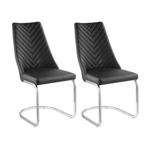 Lote de 2 sillas cantilever ALFEO - Piel sintética y metal…