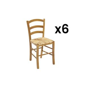Conjunto de 6 sillas PAYSANNE - Haya maciza y asiento de pa…