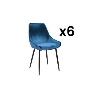 Lote de 6 sillas MASURIE - Terciopelo - Azul oscuro - Venta…