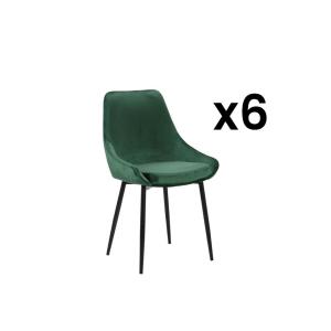 Lote de 6 sillas MASURIE - Terciopelo - Verde