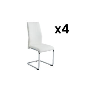 Lote de 4 sillas PAULINE - Piel sintética - Blanco - Venta…