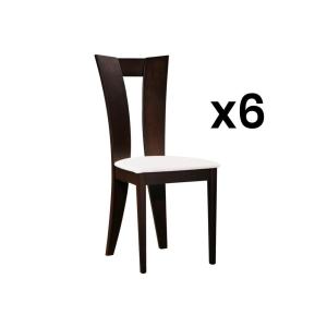 Conjunto de 6 sillas TIFFANY - Haya maciza color wengué - A…