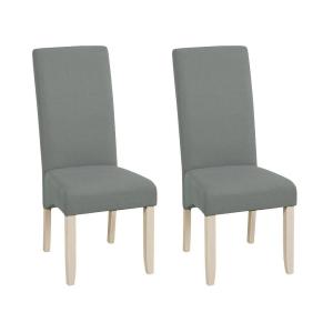 Lote de 2 sillas ROVIGO - Tela gris – Patas de madera clara…
