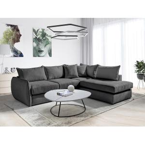 Gran sofá rinconera (derecho) de tela gris oscuro VALONI -…