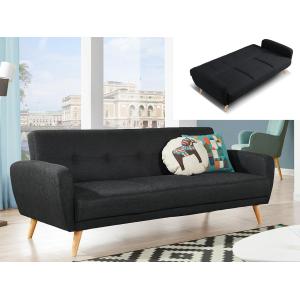 Sofá cama 3 plazas MAELO tapizado de tela - Gris antracita