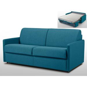 Sofá cama italiano 3 plazas de tela CALIFE - Azul - Cama 14…