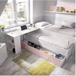 Litera con marco de mesa para niños, muebles de dormitorio de Metal, color blanco, robusta, Base para camas, 90x200 CM