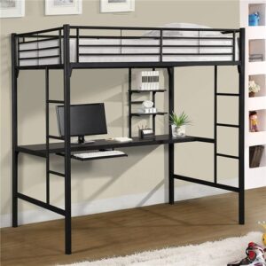 Litera de Metal para dormitorio de estudiantes, combinación con escritorio, marco resistente, fácil montaje, barandilla de Metal, ahorro de espacio
