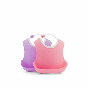 TWISTSHAKE 2pcs Baberos Impermeables Bebé De Plástico | A Partir De 4 Meses, Rosa/púrpura, color Rosa Pastel, 2 Unidad, 116 g
