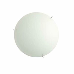Onli - Plafón de cristal blanco satinado con ganchos cromados, diámetro 40 cm, medio