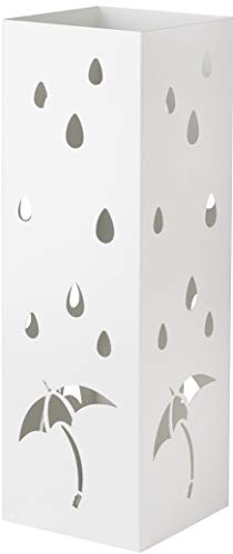 Baroni Home - Paragüero cuadrado de metal con diseño de mariposas talladas - Medidas 15,5 x 15,5 x 49 cm - Gancho y bandeja recogegotas desmontable - Color negro