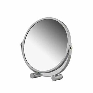 axentia – Espejo cosmético, Espejo de aumento 3x para maquillaje, afeitado, depilación, cuidado y limpieza facial, Espejo de doble cara - ajustable, rotativo de 360° - diámetro de espejo 17 cm