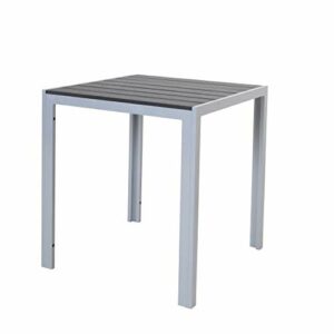 Chicreat - Mesa de aluminio con superficie de Polywood, 70 x 70 x 75 cm, plateado y negro