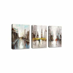 FajerminArt - 3 Panel Canvas Prints Wall Art, Arte Abstracto Caminando bajo la Lluvia, decoración de Pared para Sala de Estar, Dormitorio, 30cm x 40cm x 3 Pcs