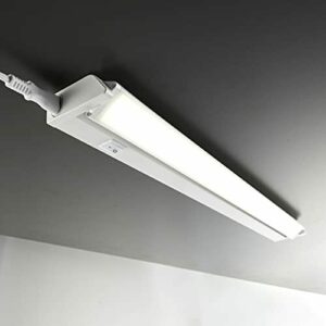 B.K.Licht - Lámpara fluorescente LED giratoria para armarios y cabinetes, de luz blanca neutra, iluminación bajo mueble con interruptor de luz, 8,5 W, 4000 K, 1000 lm, color blanco