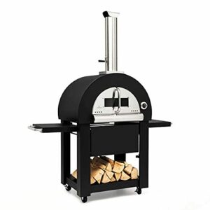 Klarstein Diavolo Napoletana horno para pizza - horno de leña o carbón, termómetro integrado, temperatura hasta los 500 °C, acero inoxidable, negro
