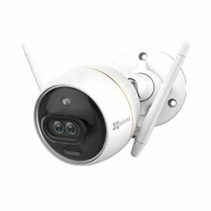 EZVIZ Cámara de Vigilancia WiFi Visión Nocturna Colorida 1080p, IP Dual-lens Cámara de Seguridad FHD AI Integrada, Luz Estroboscópica&Sirena, Audio Bidireccional, IP67, H.265, Compatible con Alexa,C3X