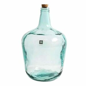 Garrafa de vidrio 8 litros, tapón de corcho, modelo Apple, 38 x 25 cm, damajuana, botella de vidrio liso para almacenar agua, vino, bebidas