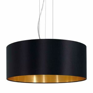 Lámpara de suspensión EGLO MASERLO, lámpara colgante textil con 3 bombillas, lámpara suspendida de acero y tela, color níquel mate, café, dorado, casquillo E27, diámetro 53 cm
