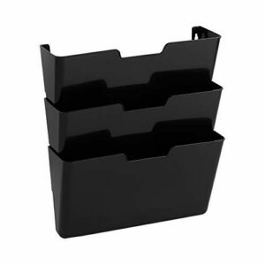 Amazon Basics Organizador archivador de pared colgante de 3 niveles, paquete de 3, 33 x 38 cm, negro