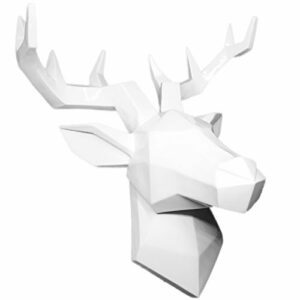 Hansmeier Cabeza de Ciervo Escultura de la Pared Decoración Mural Cabeza de Animal Diseño Apstracto y Moderno - Blanco