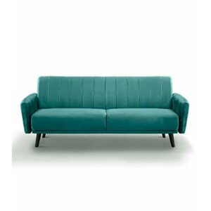 Home Heavenly®- Sofá Ivan, Elegante sofá tapizado en Terciopelo Velvet de Color Verde con Patas Negras 212 cm X 80 cm X 85 cm