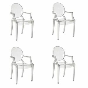 Hucoco Luiz - Conjunto de 4 sillas Transparentes para salón - 92x54x42 cm - Policarbonato - Estilo Moderno