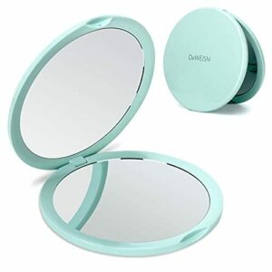 DeWEISN Espejo de bolsillo plegable, espejo compacto de doble cara con normal y 10 aumentos, portátil, rotación de 180 °, redondo, viaje y Espejos portátiles para mujeres