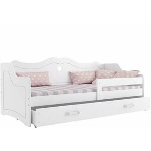 Cama Individual Infantil Julia (colchon 160x80,somier y cajón Gratis!) Color Blanco, diseño Princesa