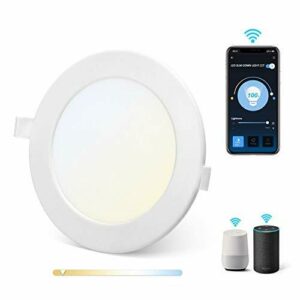 Aigostar Downlight LED Empotrable Inteligente Ultrafina 12W, CCT. Regulable de luz cálida a blanca 3000-6500K, 820lm. Compatible Alexa y Google Home. foco empotrable LED: 17 x 3,2 cm alto.
