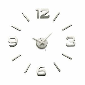 Versa Klistermärke Reloj de Pared Silencioso Decorativo para la Cocina, el Salón, el Comedor o la Habitación, Estilo Moderno, Medidas (Al x L x An) 60 x 3 x 60 cm, Polipropileno, Color Plateado