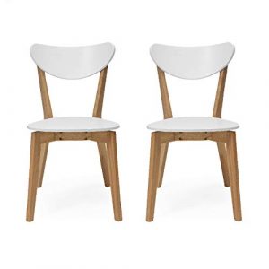 Homely - Pack de 2 sillas de Comedor de diseño nórdico MELAKA Madera de Roble y Lacado Blanco Mate