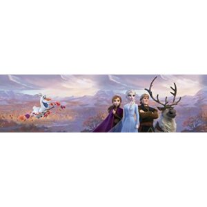 AG Design Elsa mit Freunde in den Bergen, Frozen 2, Disney WBD 8159-Cenefa Decorativa para habitación Infantil 14 cm, Multicolor, 5 m x 0,10m, 5